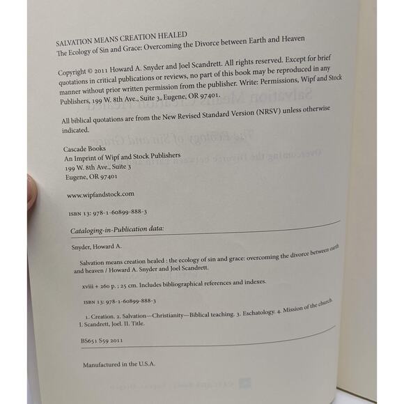 Salvation Means Creation Healed - Howard Snyder Ex Textbook - Softbound - Picture 2 of 8